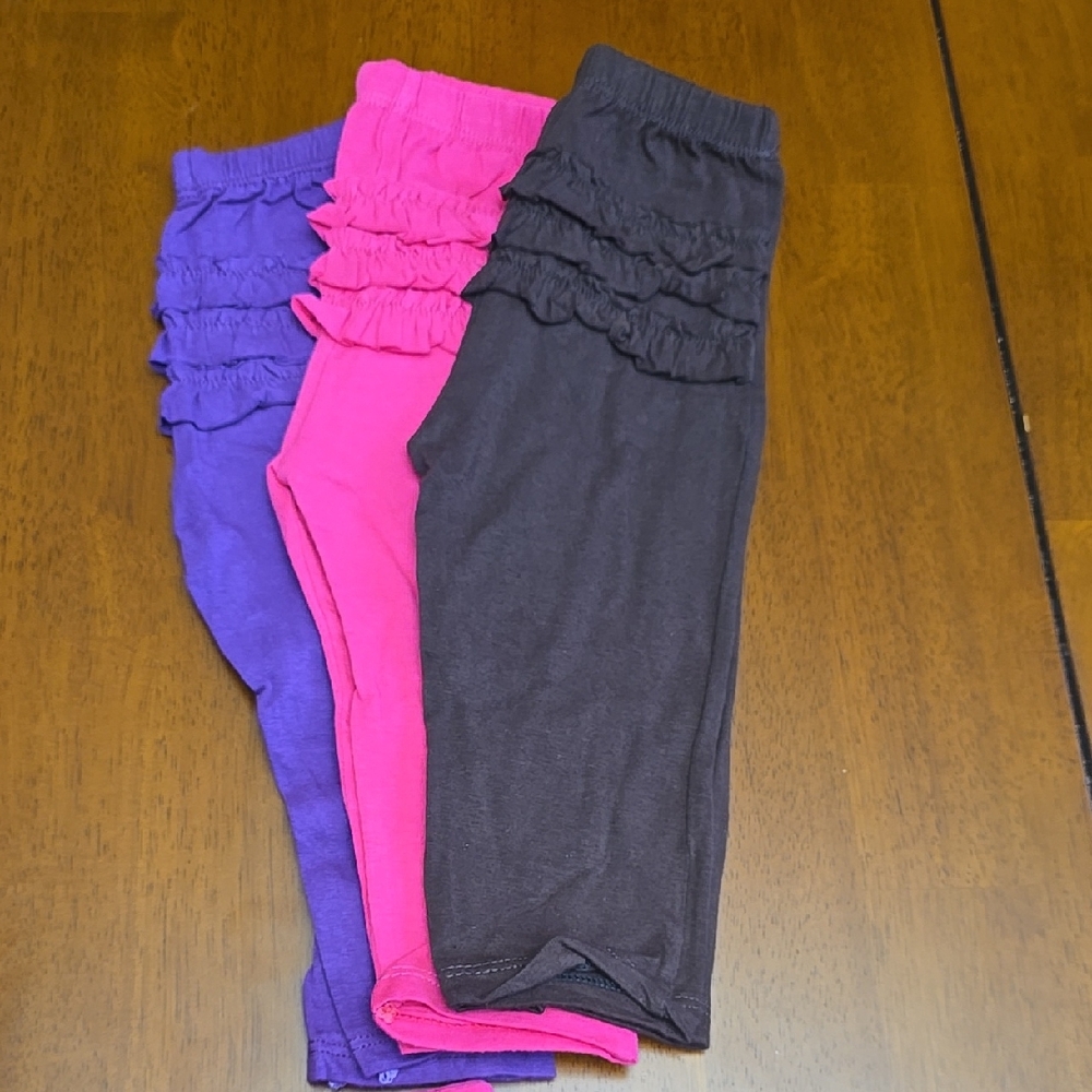 3 Kids Ruffled Leggings - Brown, Pink, and Purple Size M(9-12MONTHS)
